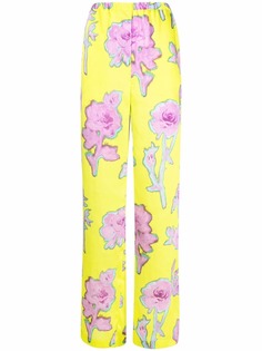 MSGM брюки с завышенной талией и цветочным принтом