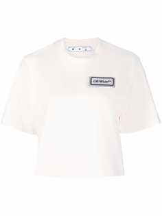 Off-White укороченная футболка с нашивкой-логотипом