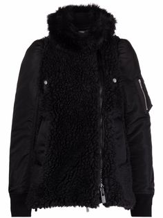 sacai байкерская куртка из искусственного меха