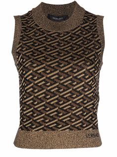 Versace трикотажный топ с узором La Greca