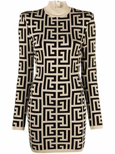 Balmain трикотажное платье мини с монограммой