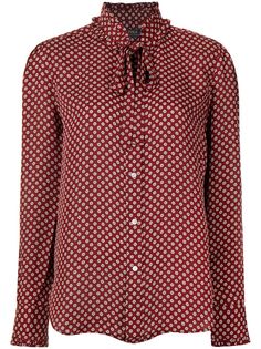 Polo Ralph Lauren шелковая рубашка Ruffle-Trim Mulberry