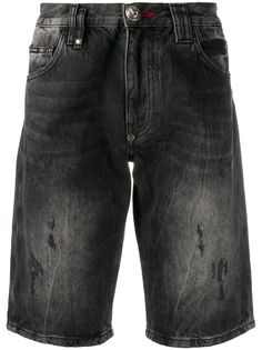 Philipp Plein джинсовые шорты с эффектом потертости