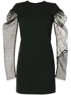 Saint Laurent платье мини с объемными рукавами