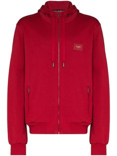 Dolce & Gabbana худи на молнии с нашивкой-логотипом