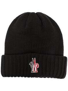 Moncler Grenoble шерстяная шапка бини с нашивкой-логотипом