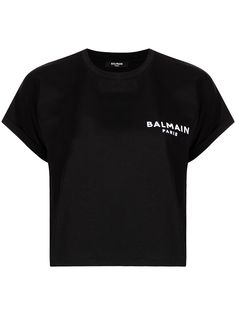 Balmain укороченная футболка с логотипом