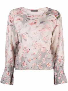 Alberta Ferretti трикотажный джемпер с цветочным принтом