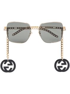 Gucci Eyewear солнцезащитные очки в массивной оправе с логотипом Interlocking G