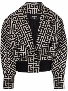 Balmain блейзер с объемными рукавами и узором