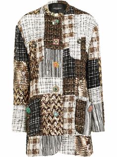 Dolce & Gabbana твидовый пиджак в технике пэчворк