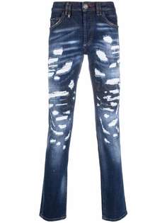 Philipp Plein прямые джинсы с прорезями