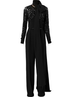Elie Saab комбинезон с длинными рукавами и вышивкой