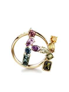 Dolce & Gabbana кольцо Rainbow Alphabet H из желтого золота с камнями
