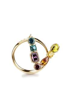 Dolce & Gabbana кольцо Rainbow Alphabet V из желтого золота с камнями