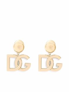 Dolce & Gabbana серьги-клипсы из желтого золота с логотипом