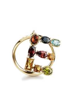 Dolce & Gabbana кольцо Rainbow Alphabet E из желтого золота с камнями