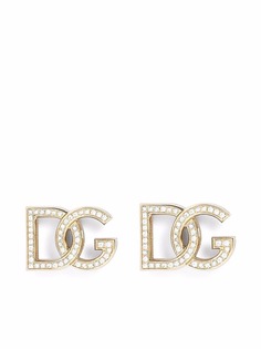 Dolce & Gabbana серьги-гвоздики из желтого золота с логотипом
