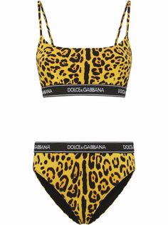 Dolce & Gabbana бикини с леопардовым принтом и логотипом