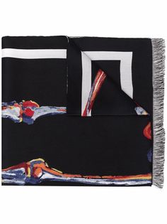 Alexander McQueen шарф с бахромой и графичным принтом
