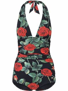 Dolce & Gabbana купальник с вырезом халтер и принтом