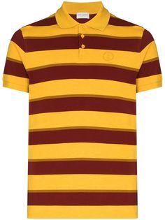 Saint Laurent logo-embroidered striped short-sleeve polo shirt