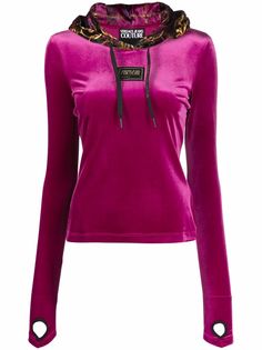 Versace Jeans Couture бархатное худи с принтом