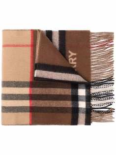 Burberry клетчатый шарф с бахромой