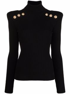 Balmain топ с высоким воротником и длинными рукавами