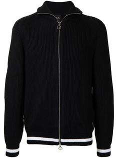 Armani Exchange кардиган в рубчик на молнии