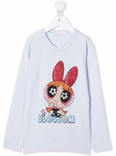 Monnalisa футболка с длинными рукавами и пайетками