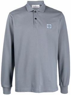 Stone Island рубашка поло с длинными рукавами и нашивкой-логотипом