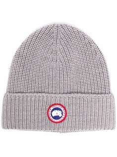Canada Goose шапка бини с нашивкой-логотипом