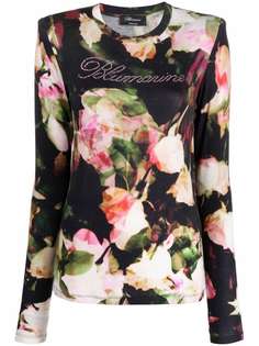 Blumarine топ с цветочным принтом и декорированным логотипом