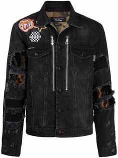 Philipp Plein джинсовая куртка с эффектом потертости