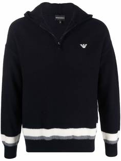 Emporio Armani шерстяное худи с отделкой в полоску
