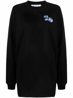 Off-White платье-толстовка с цветочным логотипом