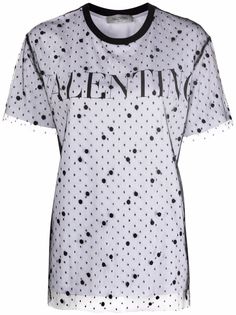 Valentino футболка с тюлем и логотипом