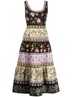 Alice+Olivia платье миди Arya с цветочной вышивкой