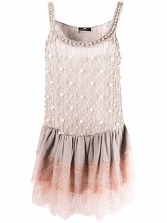 Elisabetta Franchi платье мини с искусственным жемчугом