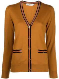 Tory Burch шерстяной кардиган с отделкой в полоску