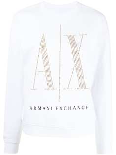 Armani Exchange толстовка с логотипом и пайетками