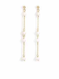 Poppy Finch серьги-подвески Spaced Baby Pearl из желтого золота с жемчугом