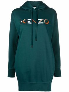 Kenzo платье-худи с вышитым логотипом