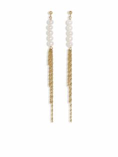 Poppy Finch серьги Pearl Tassel из желтого золота с жемчугом