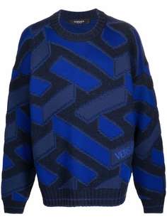 Versace жаккардовый джемпер с узором La Greca