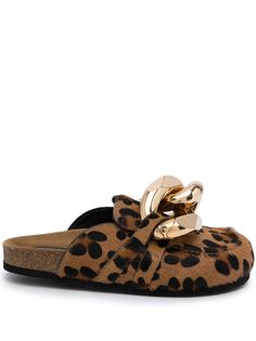 JW Anderson мюли Chain с леопардовым принтом