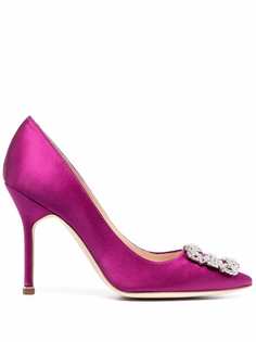 Manolo Blahnik атласные туфли-лодочки Hangsic с кристаллами
