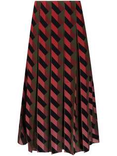 Salvatore Ferragamo шелковая юбка миди с геометричным принтом