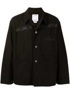 visvim куртка-рубашка с жатым эффектом и логотипом
